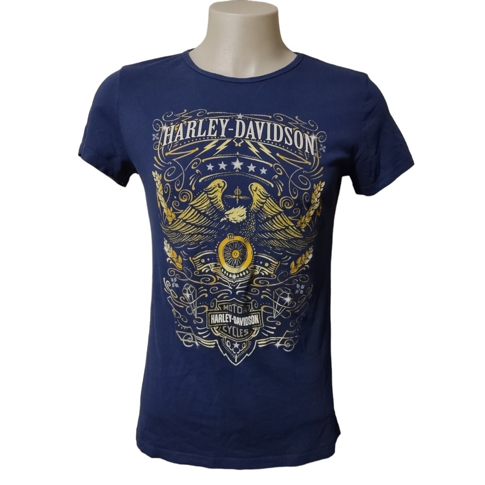 Harley Davidson Graphic Shirt Womens Large Eagle Bahamas Front & Back Print Logo